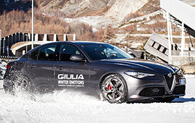 Un’ Alfa Romeo Giulia Veloce in pista a Courmayeur