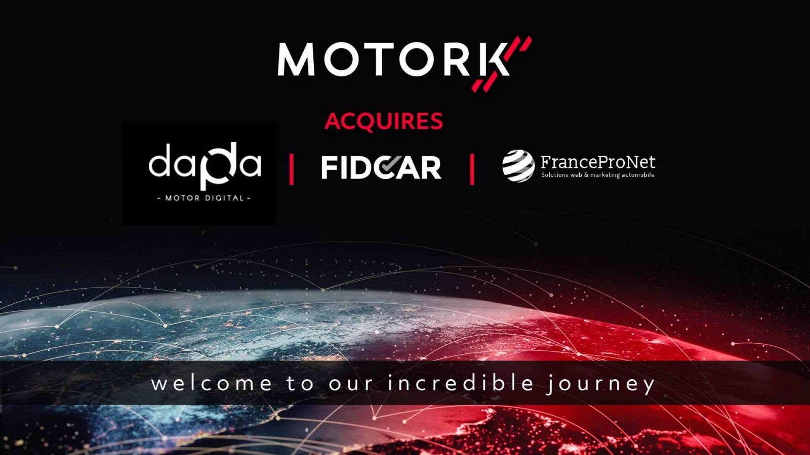 MotorK consolida la sua posizione di azienda nell'area EMEA  per le attività di sales e marketing nel settore auto: comprate Dapda, Fidcar e FranceProNet