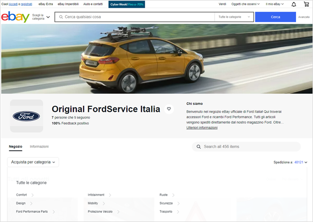Il Negozio eBay di Ford Service apre anche in Italia