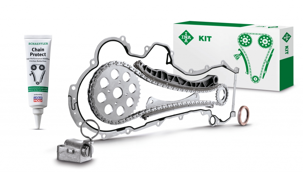 L’additivo Chain Protect è ora incluso in tutti i KIT INA per la distribuzione a catena che già comprendono, oltre alla catena di distribuzione, le ruote dentate, i tendicatena idraulici e meccanici, i pattini guida, insieme alle guarnizioni appropriate e