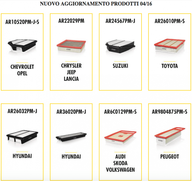NUOVO AGGIORNAMENTO PRODOTTI 4/16