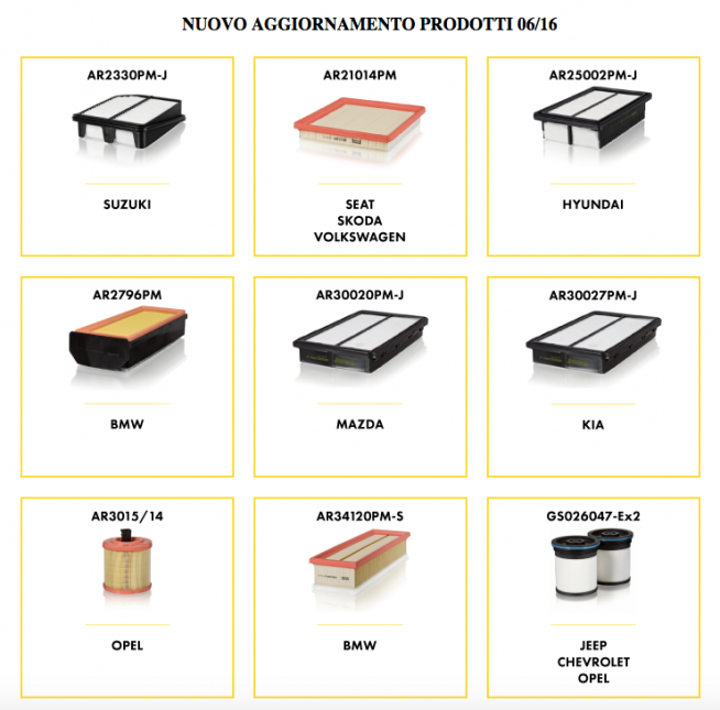 AGGIORNAMENTO PRODOTTI 06/16