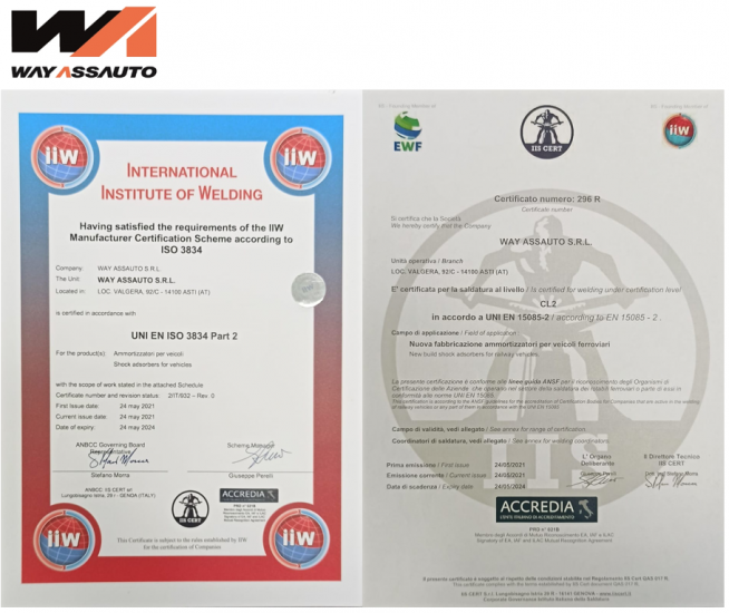 Certificazione ISO 3834 e 15085